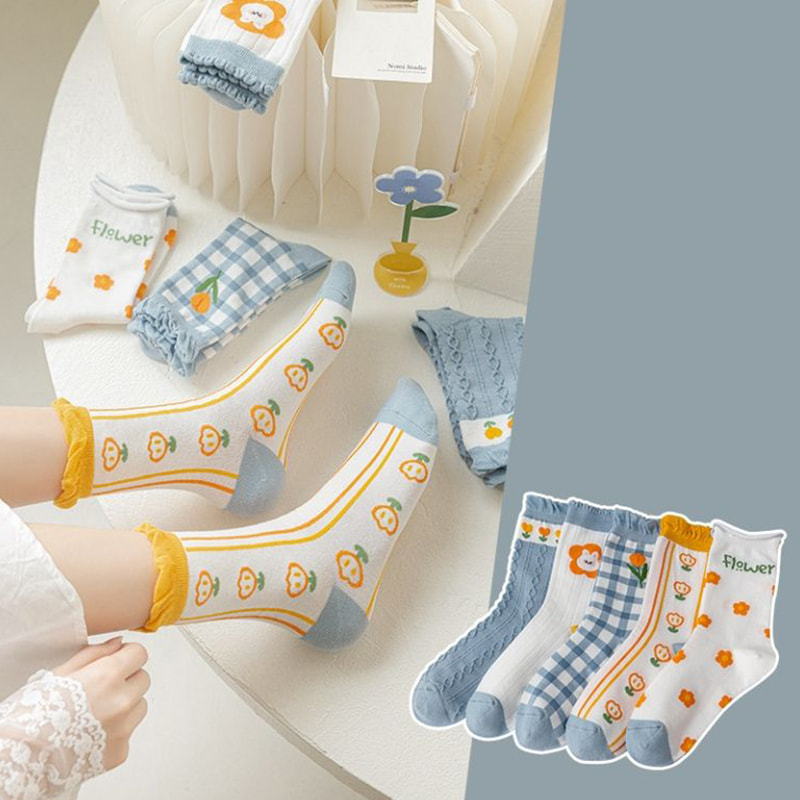 বাচ্চাদের জন্য মিড টিউব মোজা, জাপানি কার্টুন মোজা প্রবণতা, কোরিয়ান সংস্করণ, চার মরসুমের পাতলা মহিলাদের মোজা